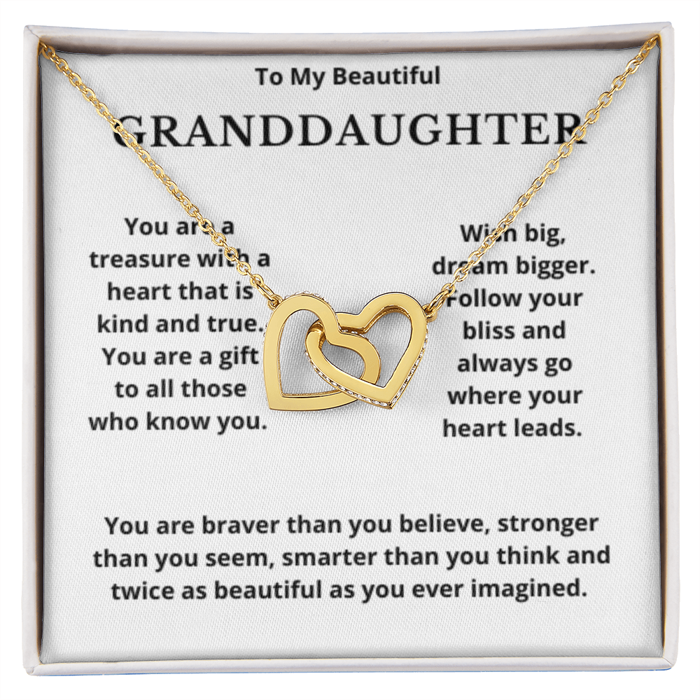 To Granddaughter Interlocking Hearts Necklace, Present For Granddaughter Birthday/Christmas Gifts For Granddaughter Jewelry Wedding Day