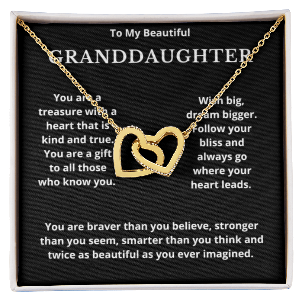 To Granddaughter Interlocking Hearts Necklace, Present For Granddaughter Birthday/Christmas Gifts For Granddaughter Jewelry Wedding Day