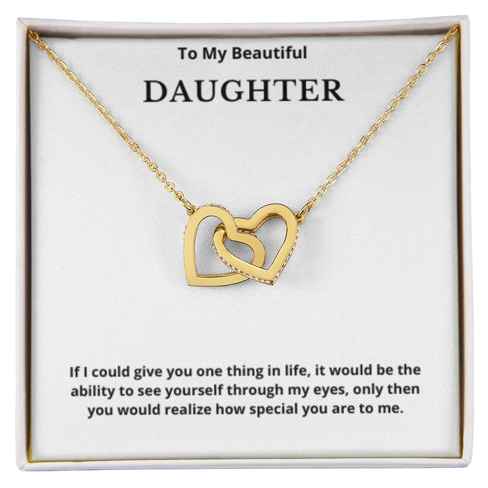 To My Beautiful Daughter Interlocking Hearts Necklace, Gift For Daughter From Mom, Daughter's Birthday, Daughter's Graduation, Jewelry