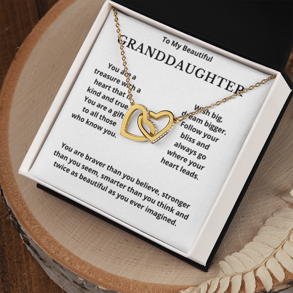 To Granddaughter Interlocking Hearts Necklace, Present For Granddaughter Birthday/Christmas Gifts For Granddaughter Jewelry Wedding Day