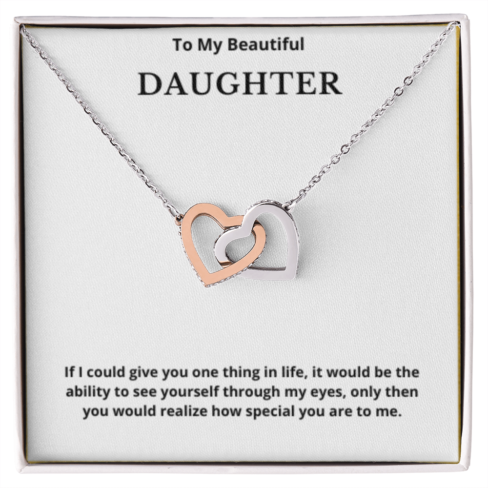 To My Beautiful Daughter Interlocking Hearts Necklace, Gift For Daughter From Mom, Daughter's Birthday, Daughter's Graduation, Jewelry