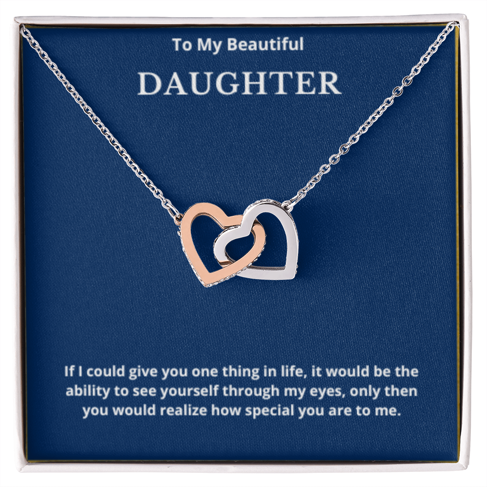 To My Beautiful Daughter Interlocking Hearts Necklace, Gift For Daughter From Mom, Daughter's Birthday, Daughter's Graduation, Jewelry