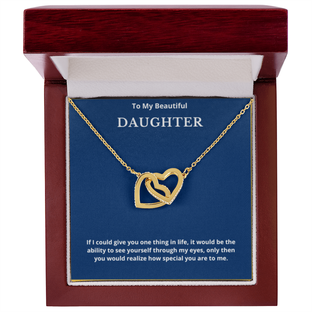 To My Beautiful Daughter Interlocking Hearts Necklace, Gift For Daughter From Mom, Daughter's Birthday, Daughter's Graduation, Jewelry