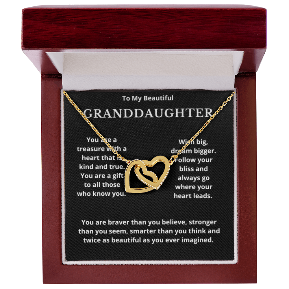 To Granddaughter Interlocking Hearts Necklace, Present For Granddaughter Birthday/Christmas Gifts For Granddaughter Jewelry Wedding Day
