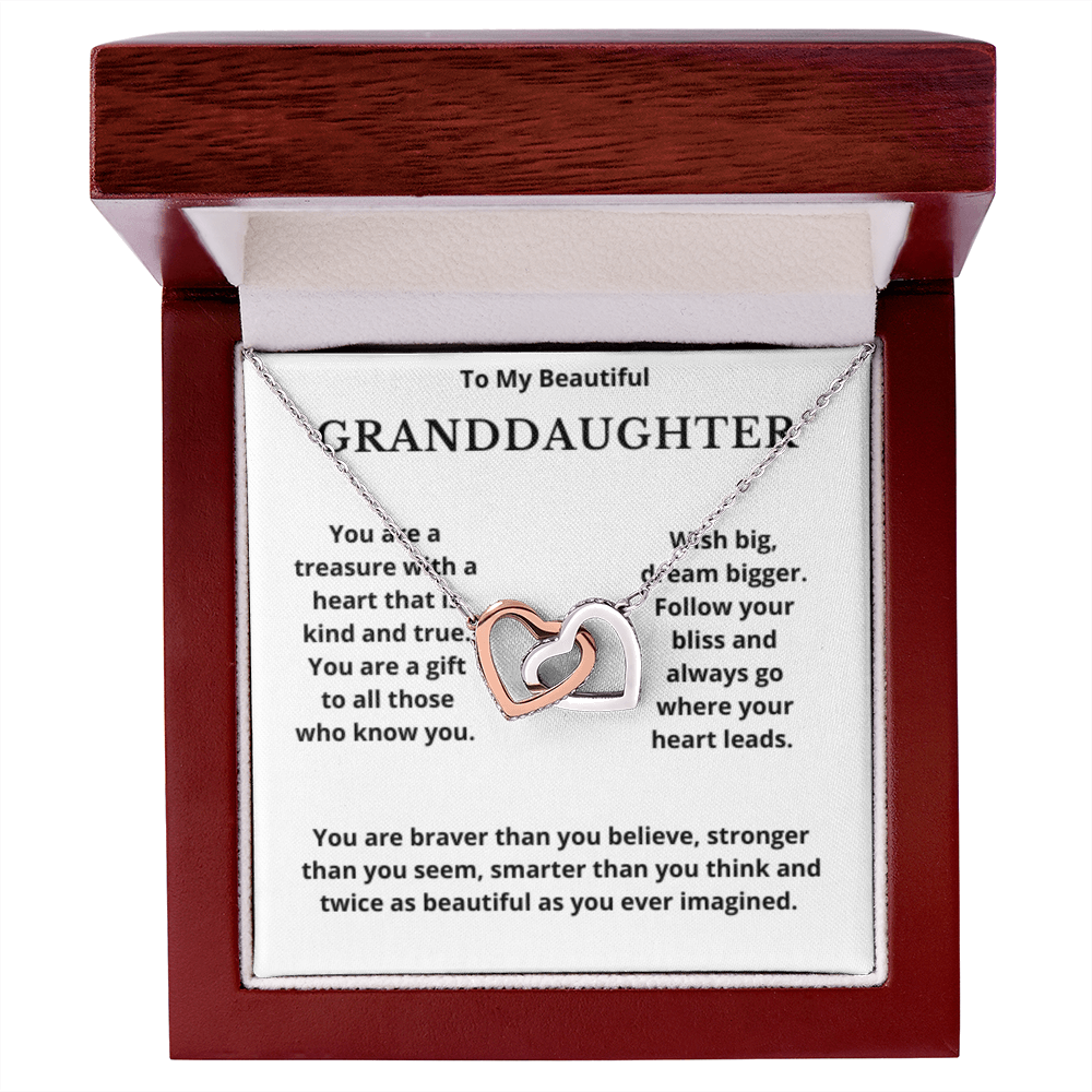 To Granddaughter Interlocking Hearts Necklace, Present For Granddaughter Birthday/Christmas Gifts For Granddaughter Jewelry Wedding Day