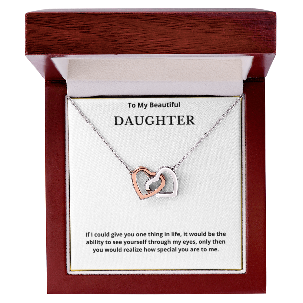 To My Beautiful Daughter Interlocking Hearts Necklace, Gift For Daughter From Mom, Daughter's Birthday, Daughter's Graduation, Jewelry