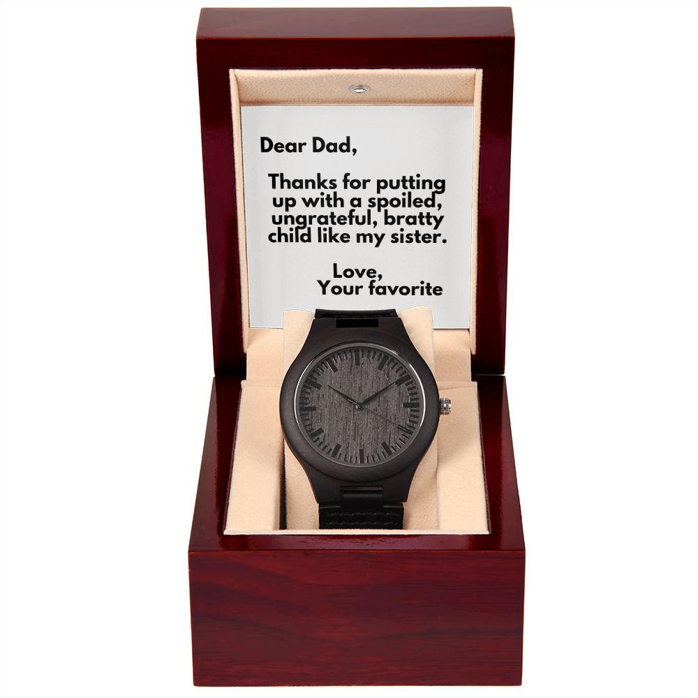 Father's Day Wooden Watch, Christmas Gift For Dad, Gift From Daughter, From Son, Message Card Watch, Openwork Watch, To My Dad Gift, Wrist Watch Gift