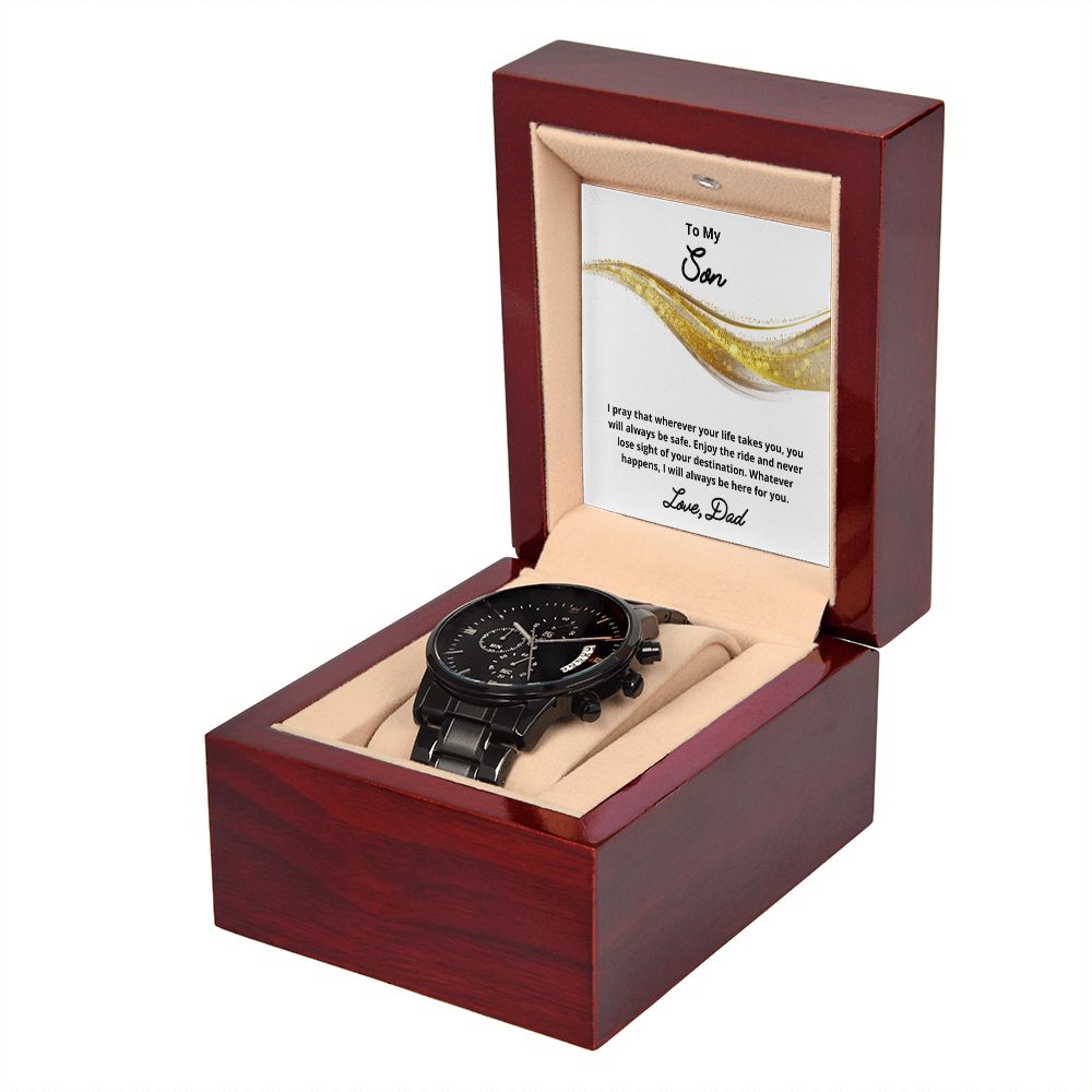 To My Son Necklace, Father Son Necklace, Father to Son Birthday Gift, Gifts to Son from Dad, Watch Gift, Message Card Jewelry