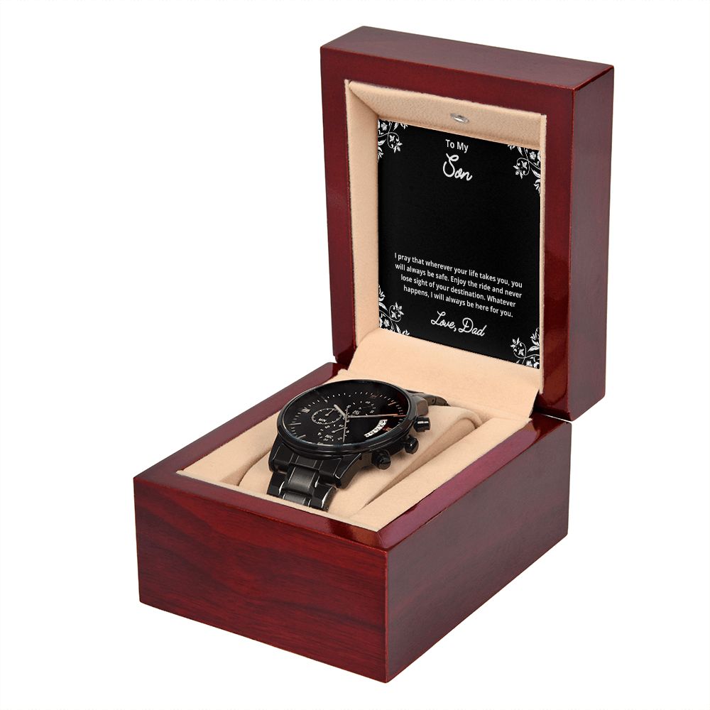 To My Son Necklace, Father Son Necklace, Father to Son Birthday Gift, Gifts to Son from Dad, Watch Gift, Message Card Jewelry