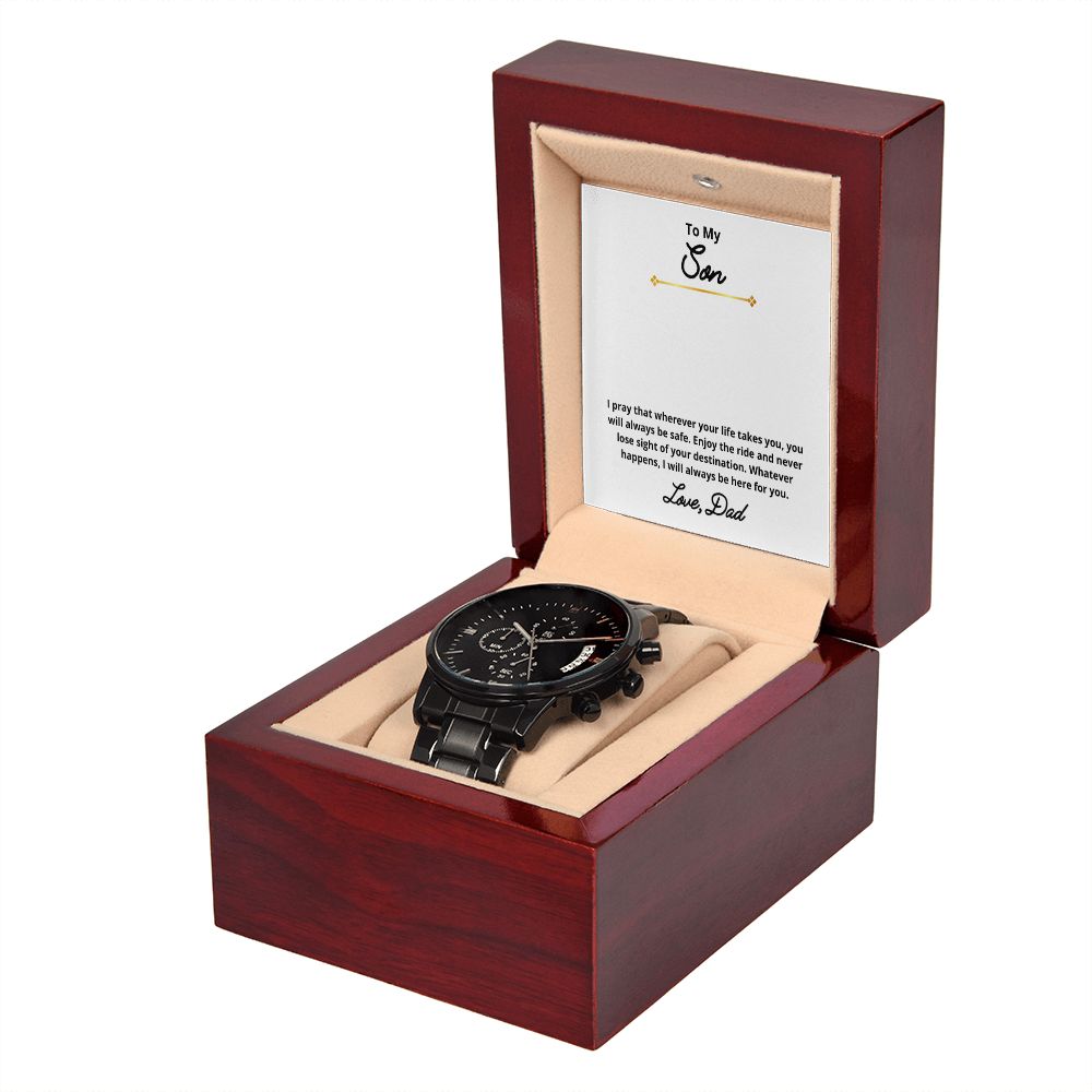 To My Son Necklace, Father Son Necklace, Father to Son Birthday Gift, Gifts to Son from Dad, Watch Gift, Message Card Jewelry