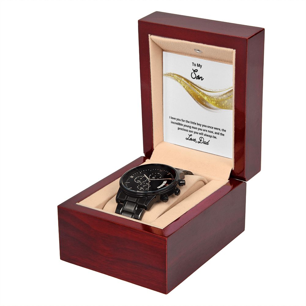 To My Son Necklace, Father Son Necklace, Father to Son Birthday Gift, Gifts to Son from Dad, Watch Gift, Message Card Jewelry