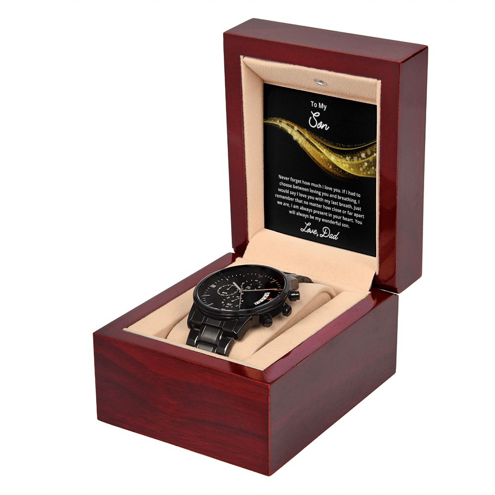 To My Son Necklace, Father Son Necklace, Father to Son Birthday Gift, Gifts to Son from Dad, Watch Gift, Message Card Jewelry