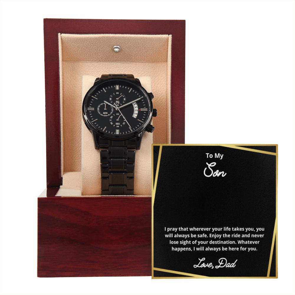 To My Son Necklace, Father Son Necklace, Father to Son Birthday Gift, Gifts to Son from Dad, Watch Gift, Message Card Jewelry