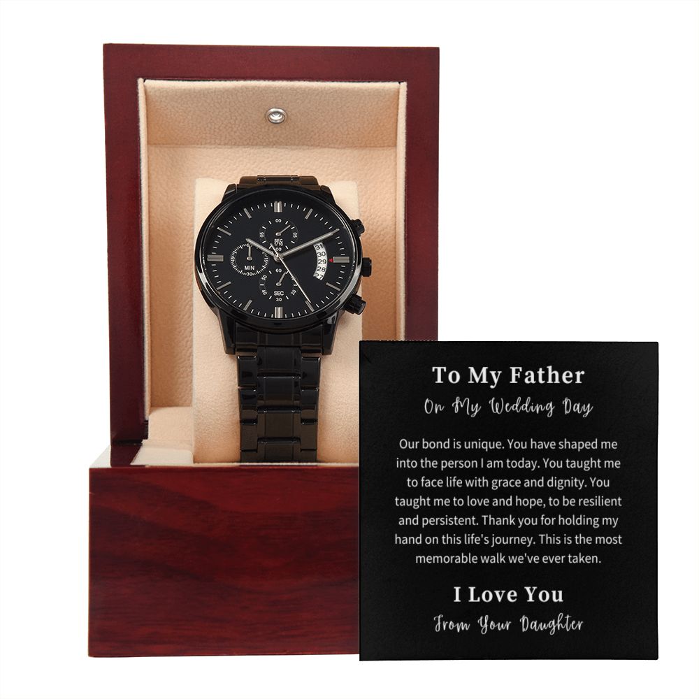 Black Chronograph Watch Gift For Him, Christmas Gift, Luxury Watch, Personalized Message Gift