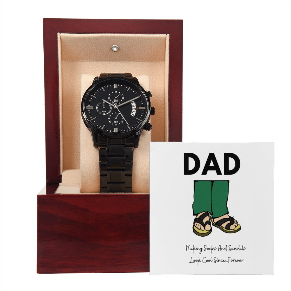Father's Day Funny Watch, Christmas Gift For Dad, Gift From Daughter, From Son, Message Card Watch, Black Chronograph Watch, To My Dad Gift, Wrist Watch Gift