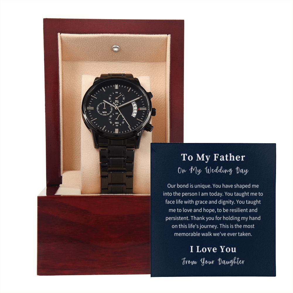 Black Chronograph Watch Gift For Him, Christmas Gift, Luxury Watch, Personalized Message Gift