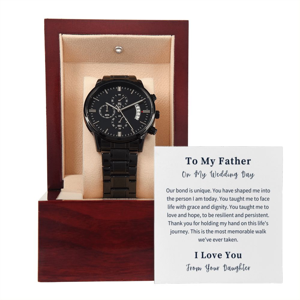 Black Chronograph Watch Gift For Him, Christmas Gift, Luxury Watch, Personalized Message Gift