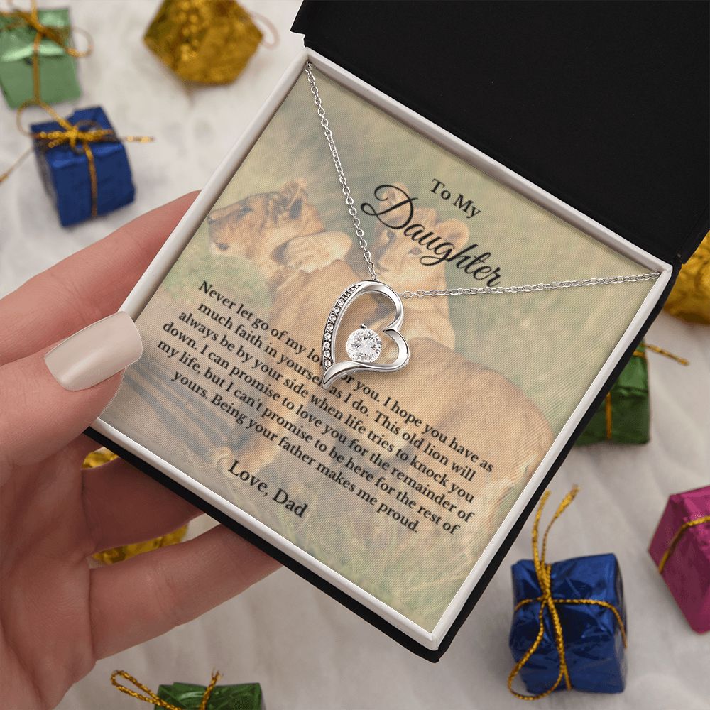 To My Daughter Necklace, Father Daughter Necklace, Father to Daughter Birthday Gift, Gifts to Daughter from Dad, Lion Necklace For Child