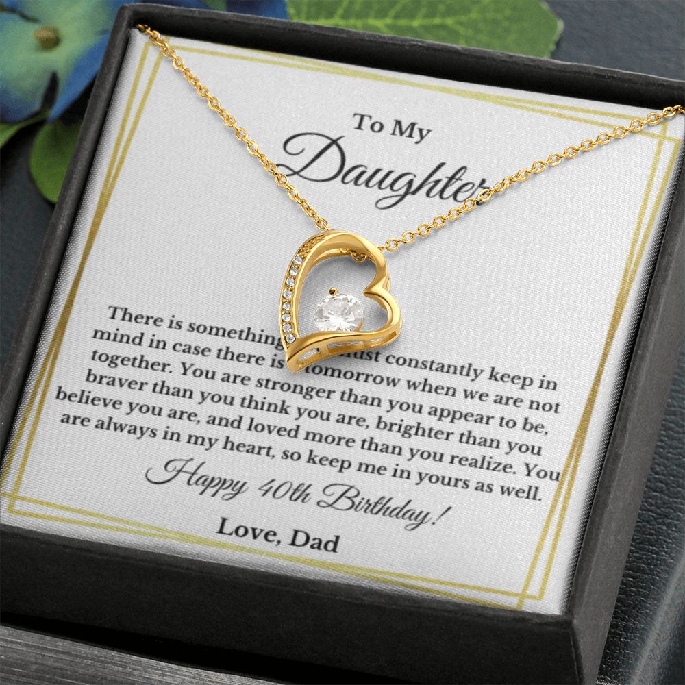 Daughter's 40th Birthday Necklace Gift With Message Card, To My Daughter 40th Birthday Gift, Daughters 40th Birthday, 40th Birthday From Dad
