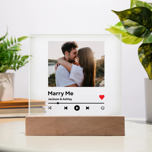PERSONALIZED LED Couple Music Name Plaque Acrylic Plaque Couple Photo Gift Best Friend Valentines Day Song Acrylic Square Plaque