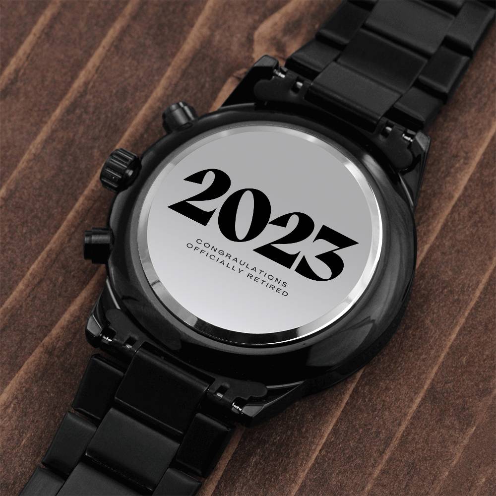 Engraved Retirement Message Card Gift 2023, Black Chronograph Watch, Luxury Watch Box, Happy Retirement Gift