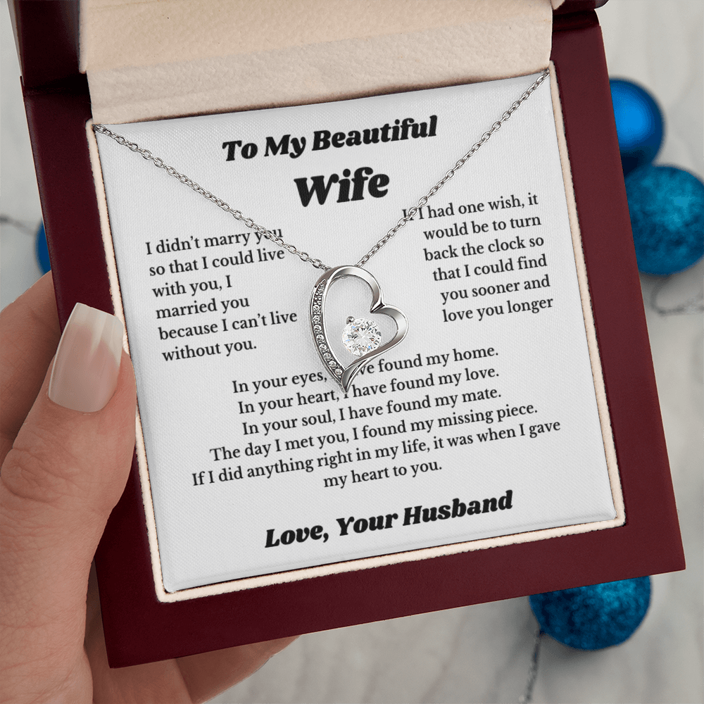 To My Wife Necklace from Husband – Romantic Wife Gift, Birthday Anniversary Valentine's Day Jewelry for Her