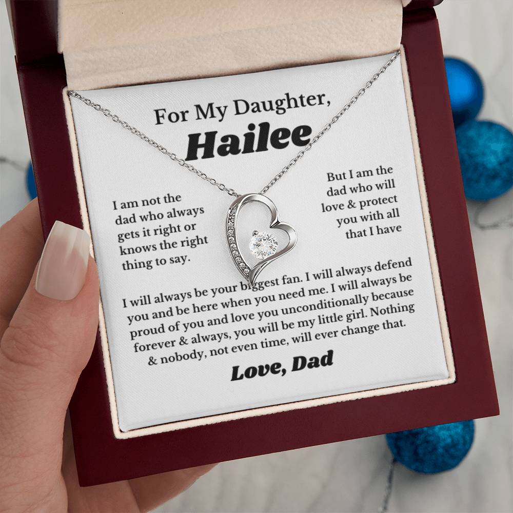 [Custom] For My Daughter Heart Necklace Gift From Dad, Daughter Gift, Father Daughter Necklace