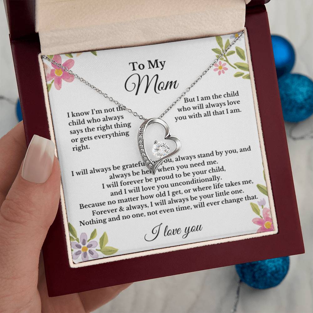 To My Mom Heart Necklace Gift For Mothers Day, Valentines, Christmas, Her Birthday