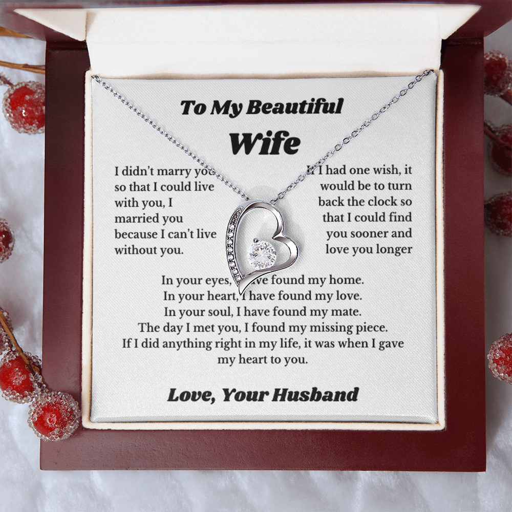 To My Wife Necklace from Husband – Romantic Wife Gift, Birthday Anniversary Valentine's Day Jewelry for Her