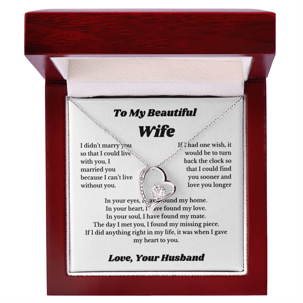 To My Wife Necklace from Husband – Romantic Wife Gift, Birthday Anniversary Valentine's Day Jewelry for Her