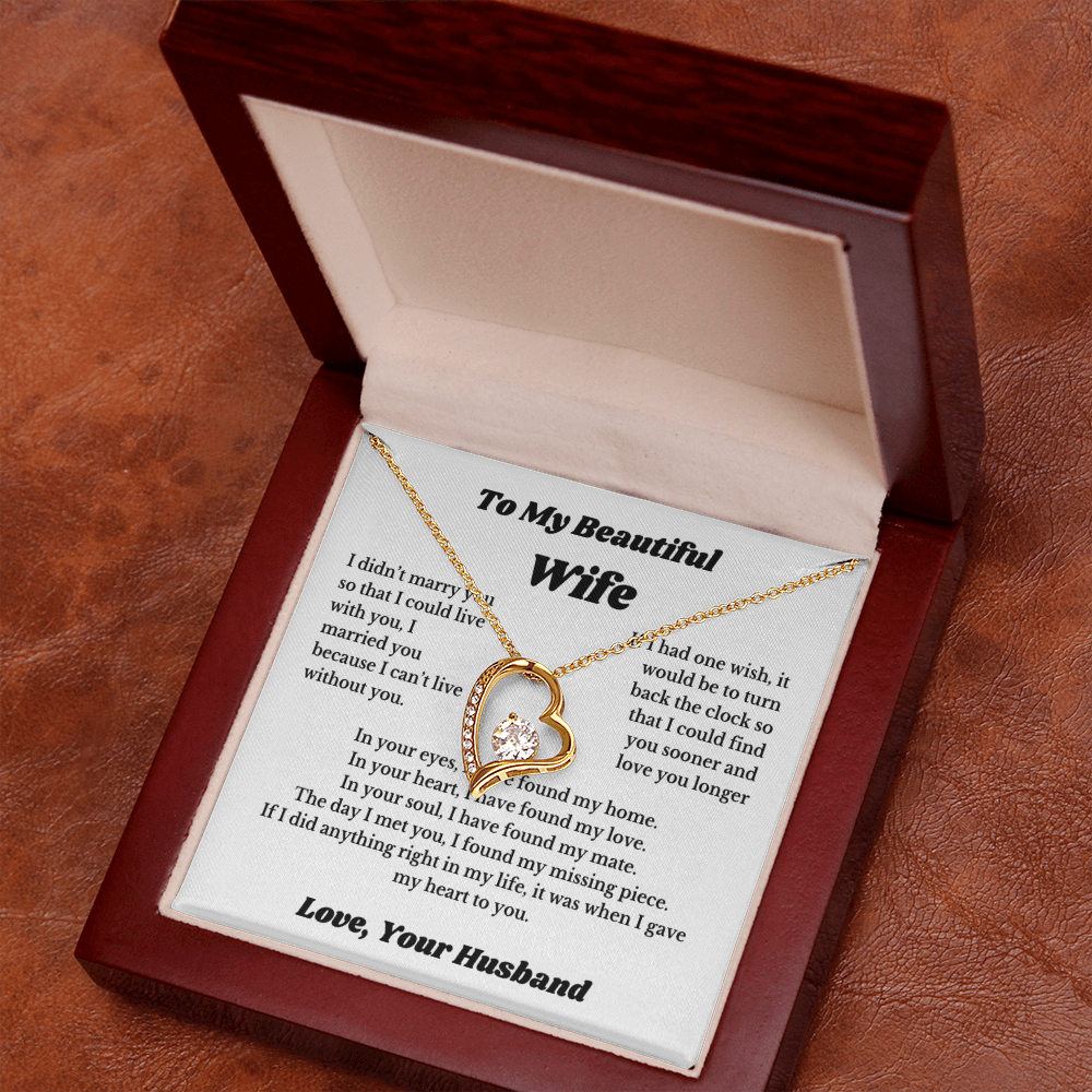 To My Wife Necklace from Husband – Romantic Wife Gift, Birthday Anniversary Valentine's Day Jewelry for Her