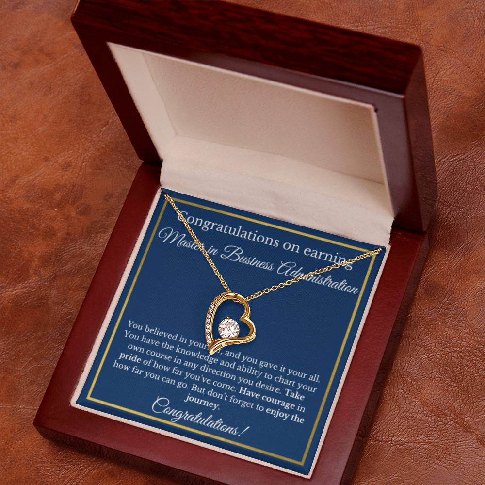 MS in Business Degree, Graduation Gifts, Business School Heart Necklace Jewelry