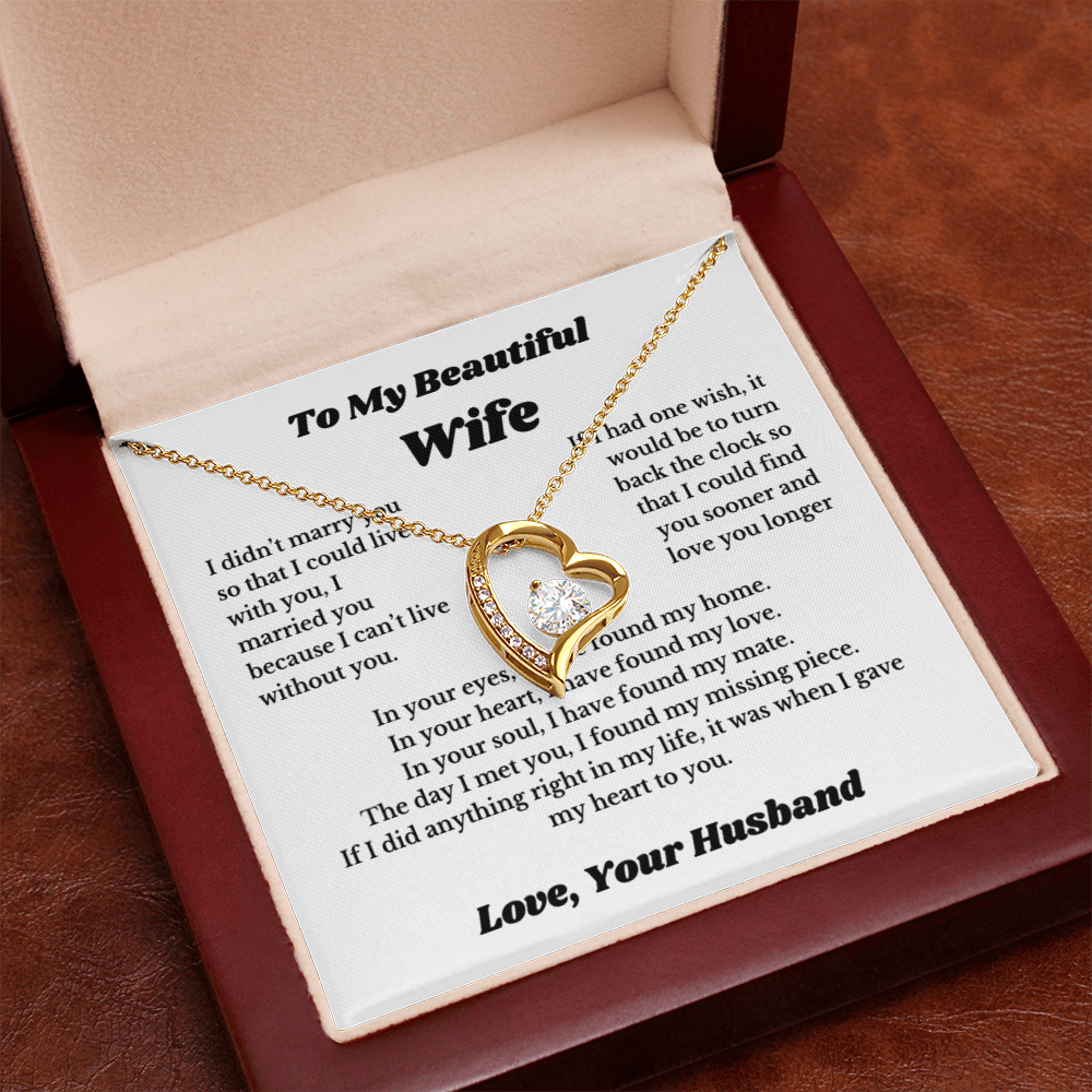 To My Wife Necklace from Husband – Romantic Wife Gift, Birthday Anniversary Valentine's Day Jewelry for Her