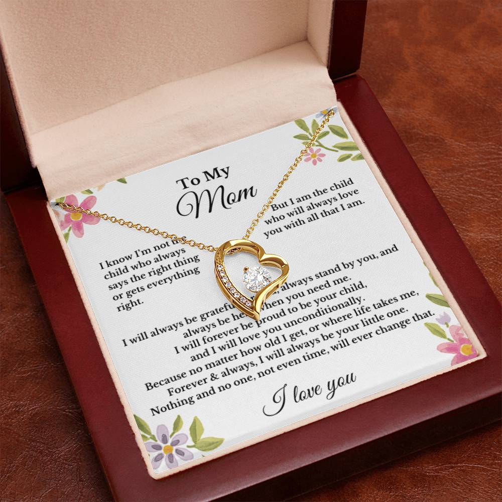To My Mom Heart Necklace Gift For Mothers Day, Valentines, Christmas, Her Birthday