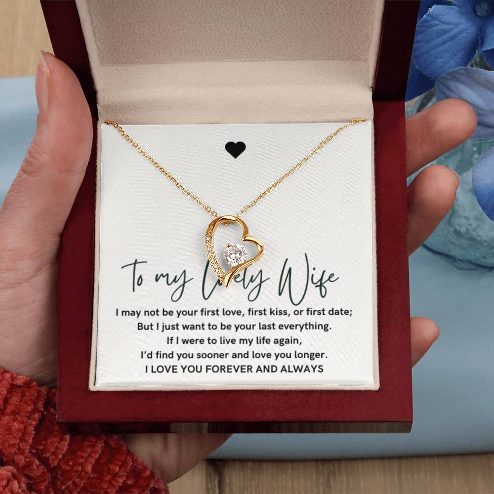 To My Lovely Wife, Forever Love Heart Necklace, Wedding Gift