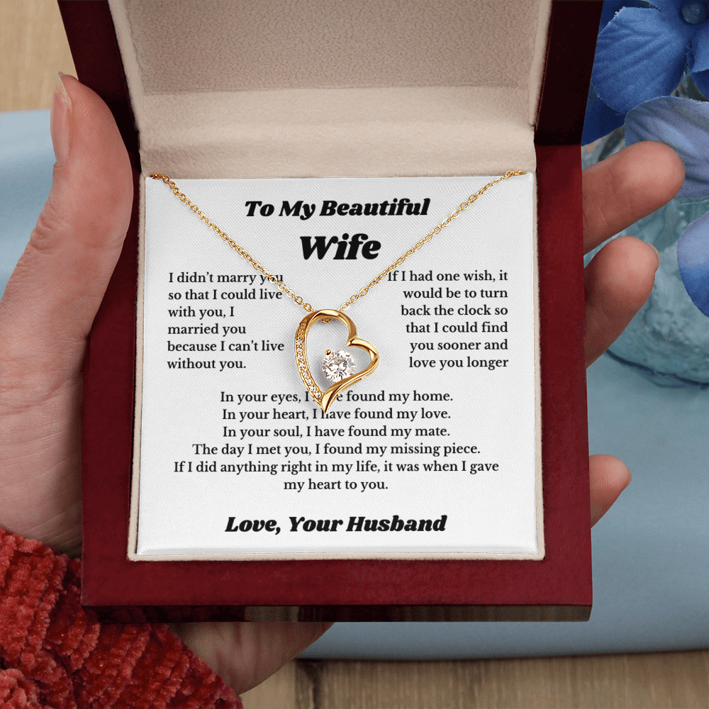 To My Wife Necklace from Husband – Romantic Wife Gift, Birthday Anniversary Valentine's Day Jewelry for Her
