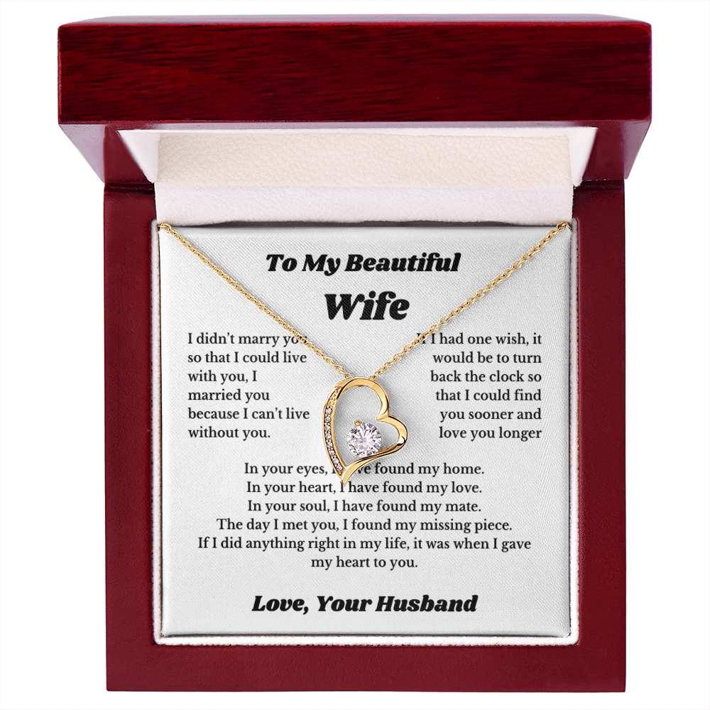 To My Wife Necklace from Husband – Romantic Wife Gift, Birthday Anniversary Valentine's Day Jewelry for Her