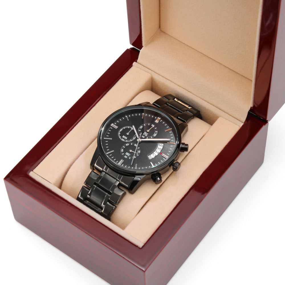 Engraved Retirement Message Card Gift 2023, Black Chronograph Watch, Luxury Watch Box, Happy Retirement Gift
