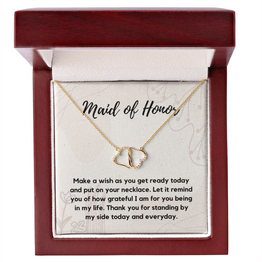 Maid of Honor Wedding Day Gift, Maid of Honor Necklace Gift, Gold Diamond Jewelry Gift, Maid of Honor Gift