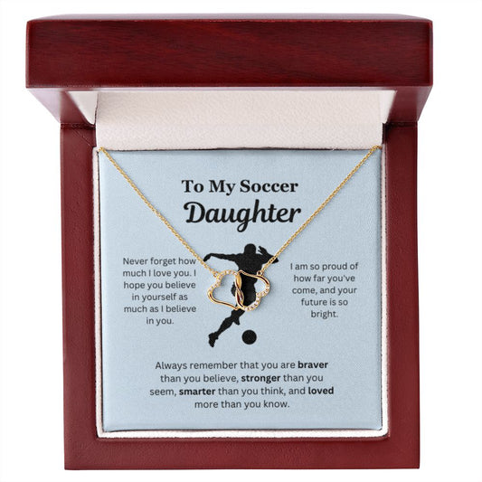 EllePendants To My Soccer Daughter Necklace, Father Daughter Necklace, Mother Daughter Necklace, Daughter Birthday, Heart Jewelry, Gold Jewelry, Everlasting Love, Message Card Necklace