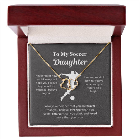 EllePendants To My Soccer Daughter Necklace, Father Daughter Necklace, Mother Daughter Necklace, Daughter Birthday, Heart Jewelry, Gold Jewelry, Everlasting Love, Message Card Necklace