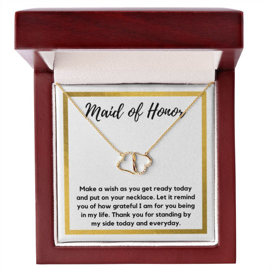 Maid of Honor Wedding Day Gift, Maid of Honor Necklace Gift, Gold Diamond Jewelry Gift, Maid of Honor Gift
