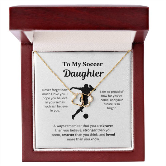 EllePendants To My Soccer Daughter Necklace, Father Daughter Necklace, Mother Daughter Necklace, Daughter Birthday, Heart Jewelry, Gold Jewelry, Everlasting Love, Message Card Necklace