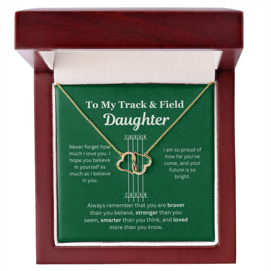EllePendants To My Track and Field Daughter Necklace, Father Daughter Necklace, Mother Daughter Necklace, Daughter Birthday, Heart Jewelry, Gold Jewelry, Everlasting Love, Message Card Necklace