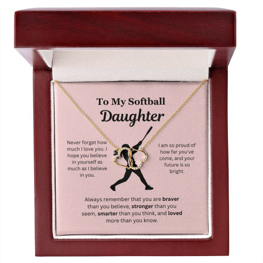 EllePendants To My Softball Daughter Necklace, Father Daughter Necklace, Mother Daughter Necklace, Daughter Birthday, Heart Jewelry, Gold Jewelry, Everlasting Love, Message Card Necklace