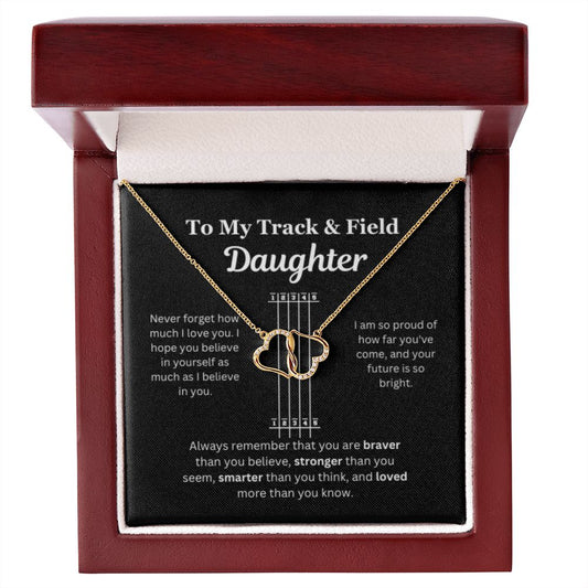 EllePendants To My Track and Field Daughter Necklace, Father Daughter Necklace, Mother Daughter Necklace, Daughter Birthday, Heart Jewelry, Gold Jewelry, Everlasting Love, Message Card Necklace