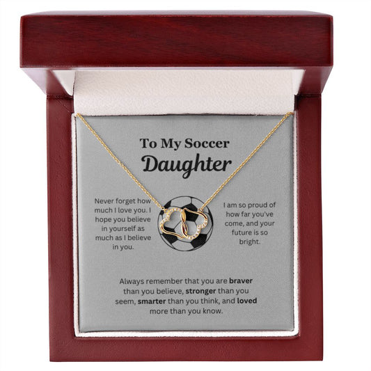 EllePendants To My Soccer Daughter Necklace, Father Daughter Necklace, Mother Daughter Necklace, Daughter Birthday, Heart Jewelry, Gold Jewelry, Everlasting Love, Message Card Necklace
