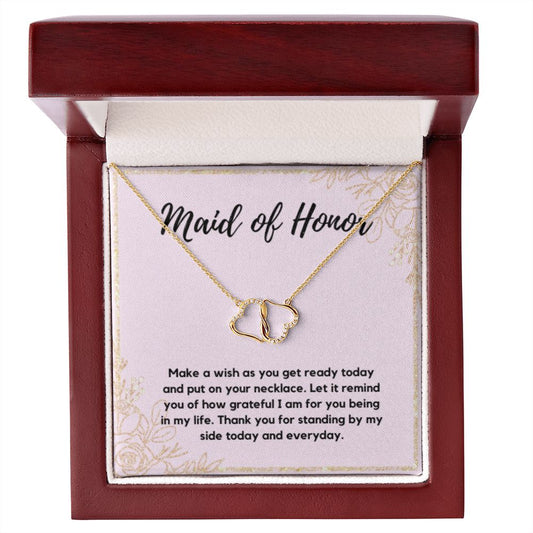 Maid of Honor Wedding Day Gift, Maid of Honor Necklace Gift, Gold Diamond Jewelry Gift, Maid of Honor Gift
