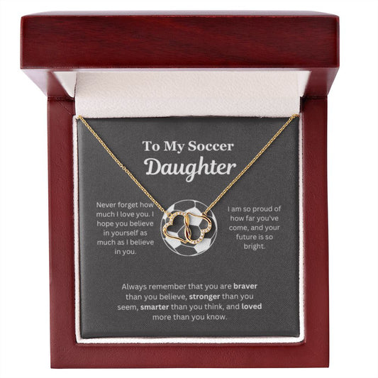 EllePendants To My Soccer Daughter Necklace, Father Daughter Necklace, Mother Daughter Necklace, Daughter Birthday, Heart Jewelry, Gold Jewelry, Everlasting Love, Message Card Necklace