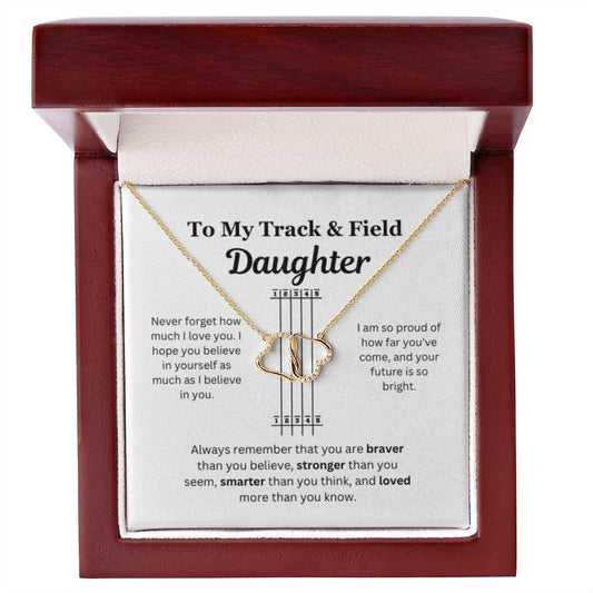 EllePendants To My Track and Field Daughter Necklace, Father Daughter Necklace, Mother Daughter Necklace, Daughter Birthday, Heart Jewelry, Gold Jewelry, Everlasting Love, Message Card Necklace